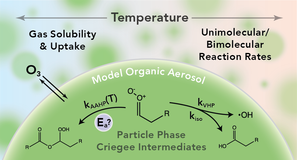 Graphical summary of temperature-dependent ozonolysis kinetics in aerosols